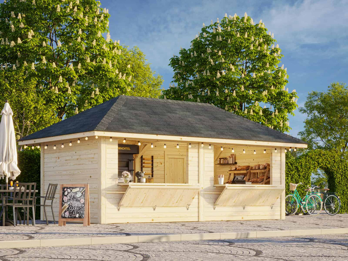 Bianca 111 (5.9x3m | 16.6m2) Double Kiosk With Two Hatches - Palmako UK