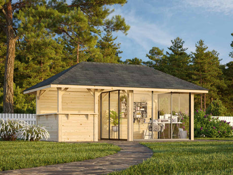 Bianca 208/508 (6x3m | 16.6m2) Glass Garden Room With Garden Bar Area (Double Glazing Available) - Palmako UK