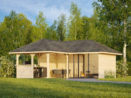 Bianca 209/509 (6x6m | 24.9m2) Corner Garden Room With Outdoor Kitchen Area (Double Glazing Available) - Palmako UK