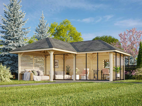 Bianca 214/514 (6x6m | 24.9m2) Glass Garden Room With Sliding Doors (Double Glazing Available) - Palmako UK