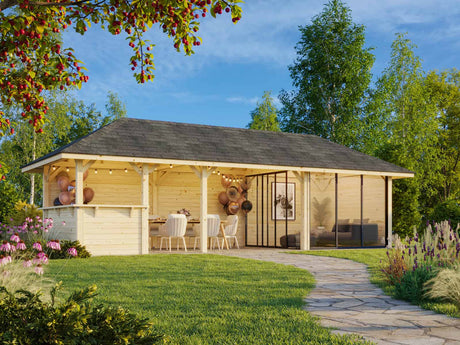 Bianca 215/515 (9x3m | 24.9m2) Glass Garden Room With Sliding Doors (Double Glazing Available) - Palmako UK