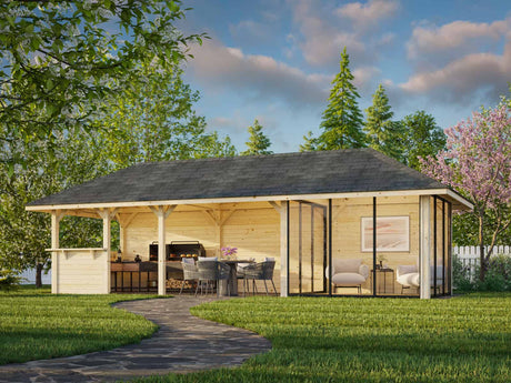 Bianca 216/516 (9x3m | 24.9m2) Glass Garden Room With Sliding Doors (Double Glazing Available) - Palmako UK