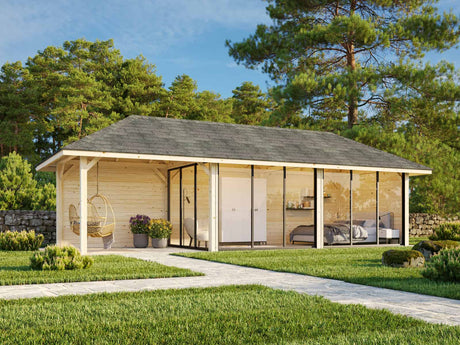 Bianca 217/517 (9x3m | 24.9m2) Glass Garden Room With Sliding Doors (Double Glazing Available) - Palmako UK