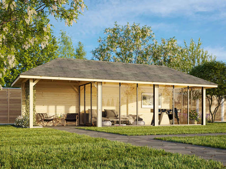 Bianca 218/518 (9x3m | 24.9m2) Glass Garden Room With Sliding Doors (Double Glazing Available) - Palmako UK