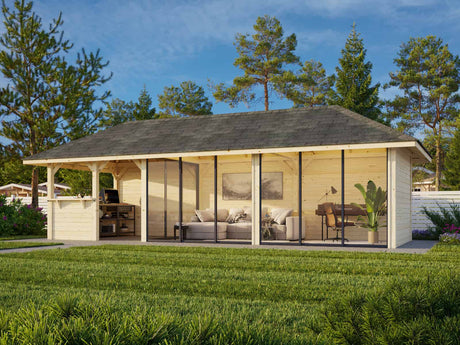 Bianca 219/519 (9x3m | 24.9m2) Glass Garden Room With Sliding Doors (Double Glazing Available) - Palmako UK