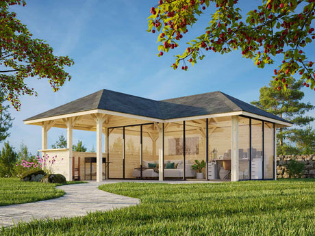Bianca 223/523 (6x6m | 24.9m2) Glass Garden Room With Sliding Doors (Double Glazing Available) - Palmako UK
