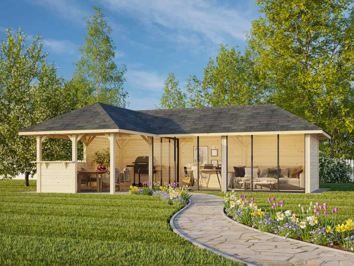 Bianca 220/520 (9x6m | 33.2m2) Glass Garden Room With Sliding Doors (Double Glazing Available) - Palmako UK
