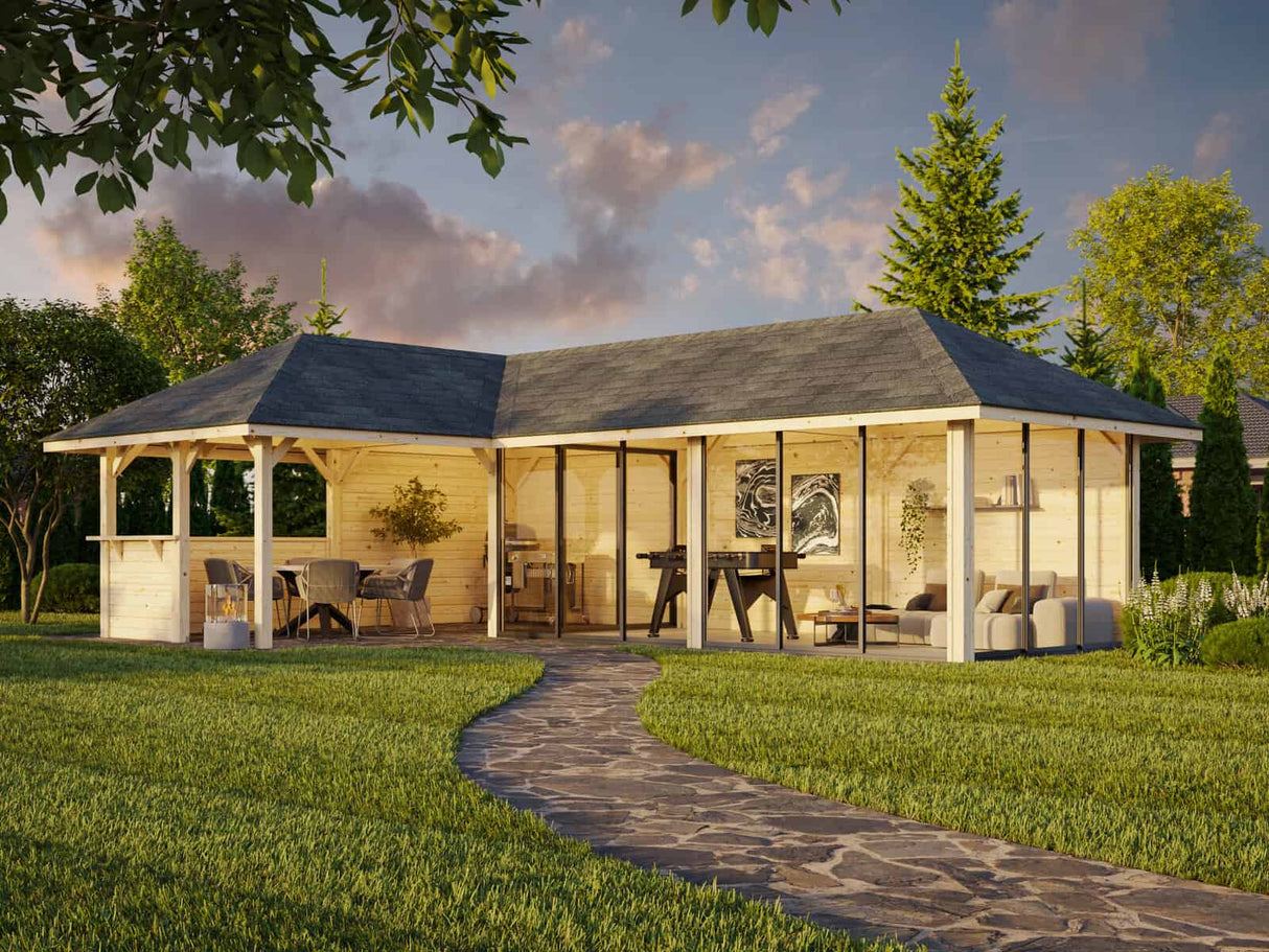 Bianca 221/521 (9x6m | 33.2m2) Glass Garden Room With Sliding Doors (Double Glazing Available) - Palmako UK
