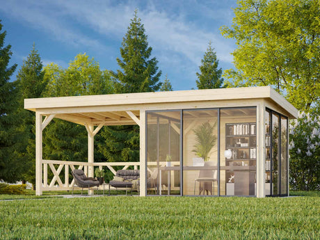 Lenna 404/704 (6x3m | 16.6m2) Glass Garden Room With Sliding Doors (Double Glazing Available) - Palmako UK