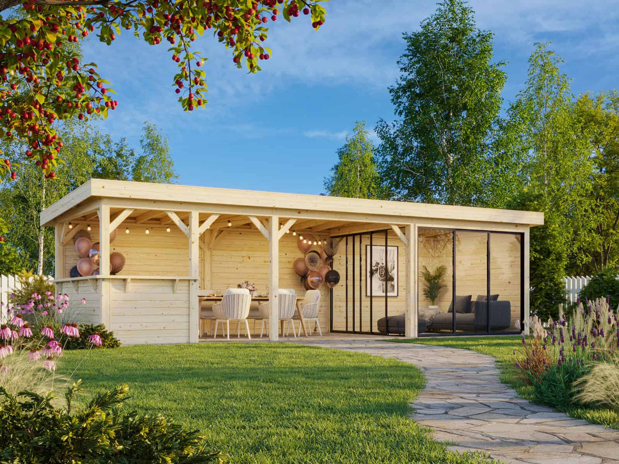 Lenna 415/715 (9x3m | 24.9m2) Glass Garden Room With Sliding Doors (Double Glazing Available) - Palmako UK