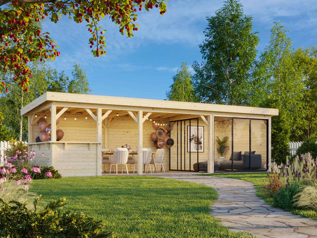 Lenna 415/715 (9x3m | 24.9m2) Glass Garden Room With Sliding Doors (Double Glazing Available) - Palmako UK