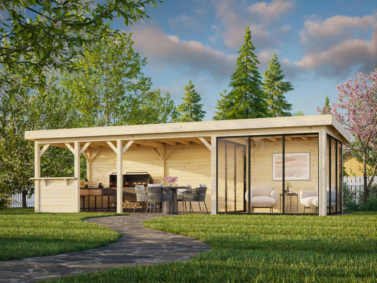 Lenna 416/716 (9x3m | 24.9m2) Glass Garden Room With Sliding Doors (Double Glazing Available) - Palmako UK