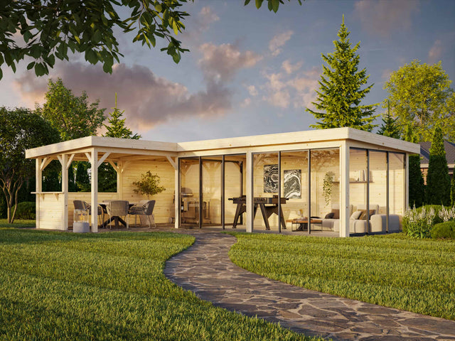 Lenna 421/721 (9x6m | 33.2m2) Glass Garden Room With Sliding Doors (Double Glazing Available) - Palmako UK