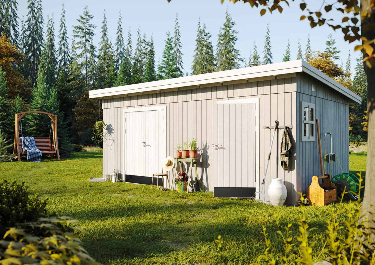 Kalle L (5.6x3.3m | 16.9m2) Two Room Pent Workshop - Palmako UK