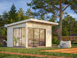 Andrea S (3.9x3m | 11.2m2 | 44mm) Modern Corner Summer House With Sliding Doors (Double Glazing Available) - Palmako UK