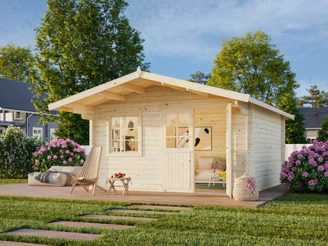 Britta S (4.1x4.1m | 14.6m2 | 40mm) Swiss Chalet Style Garden Log Cabin - Palmako UK