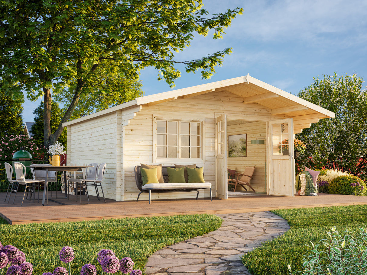 Britta L (5x4.5m | 19.7m2 | 40mm) Swiss Chalet Style Garden Log Cabin - Palmako UK