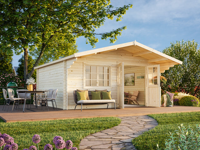 Britta L (5x4.5m | 19.7m2 | 40mm) Swiss Chalet Style Garden Log Cabin - Palmako UK