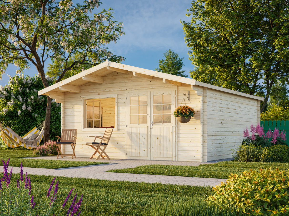Britta XL (5x5m | 22.3m2 | 40mm) Swiss Chalet Style Garden Log Cabin - Palmako UK