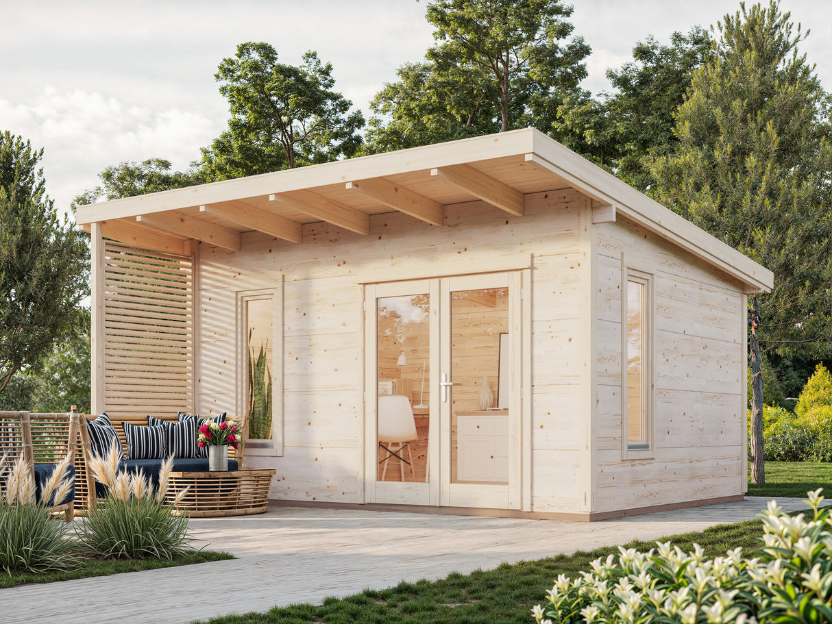 Grace (4.4x3.5m | 14.5m2 | 56mm) Glue-Laminated Year-Round Timber Garden Room - Palmako UK