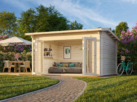 Ines M (3.2x4.1m | 11.1m2 | 44mm) Timber Sunroom with Double Glazed Bi-Fold Doors - Palmako UK