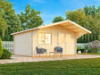 Sally L (4.7x3.8m | 15.5m2 | 44mm) Nordic Garden Log Cabin with Overhang Roof - Palmako UK