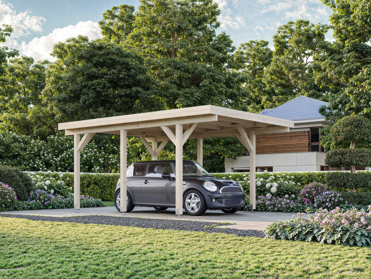 Karl S (3.6x5.1m | 11.7m2) Compact Flat Roof Carport or Garden Pavilion - Palmako UK