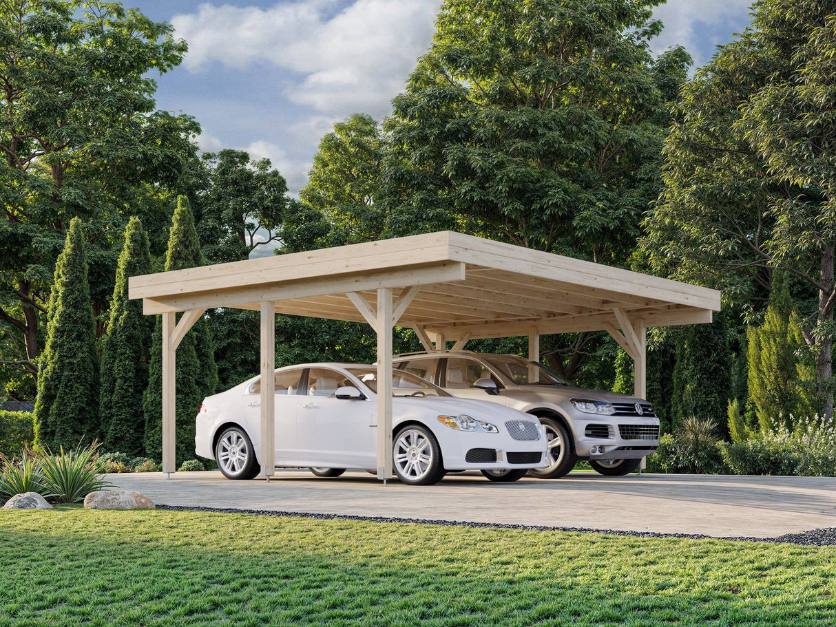 Karl M (6.0x5.1m | 20.6m2) Modern Flat Roof Double Carport or Large Pavilion - Palmako UK