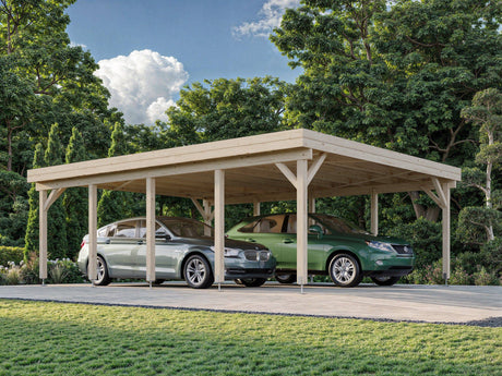 Karl XL (6.0x7.6m | 40.6m2) Flat Roof Double Carport or Large Pavilion - Palmako UK