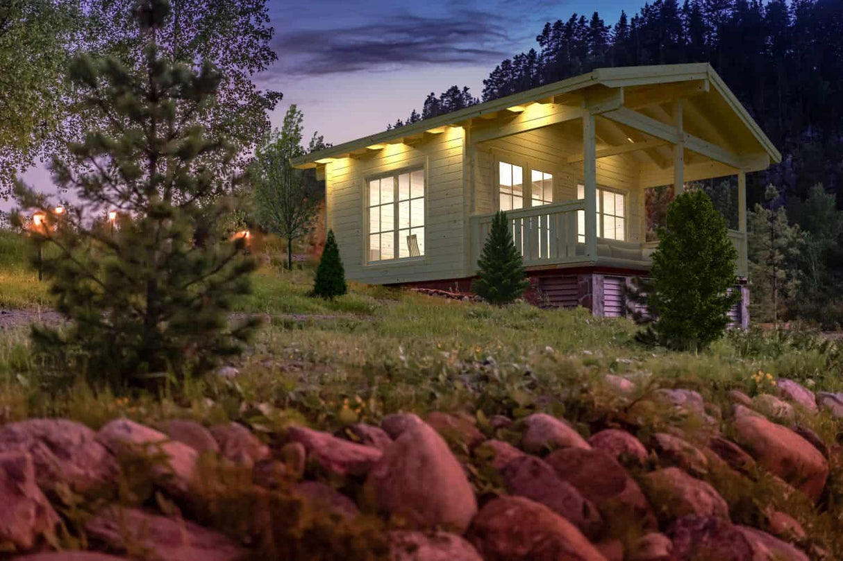 Agneta M (5x6.5m | 18.8+12.5m2 | 44mm) Summer House with a Spacious Veranda - Palmako UK