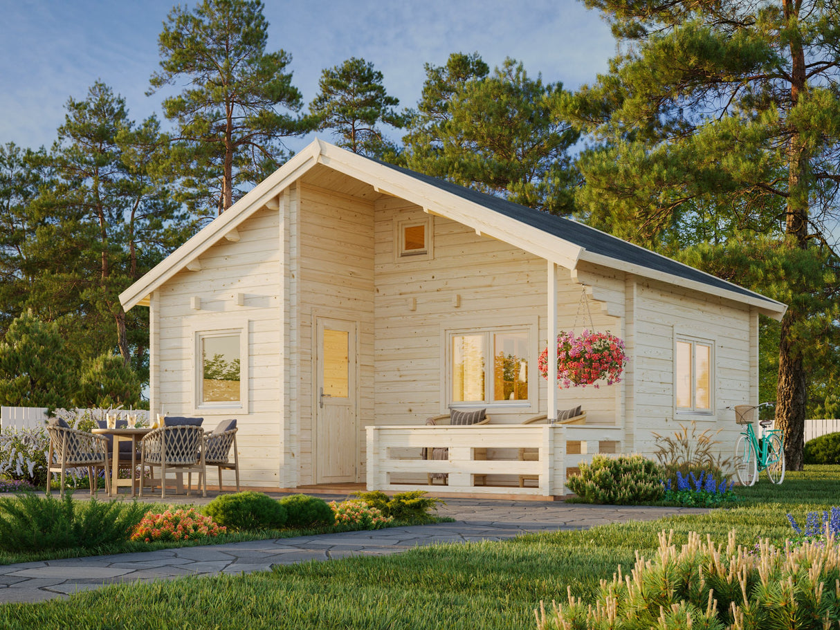 Emily (5.9x5.7m | 40.1+5.2m2 | 70mm) Log Cabin Holiday Chalet - Palmako UK