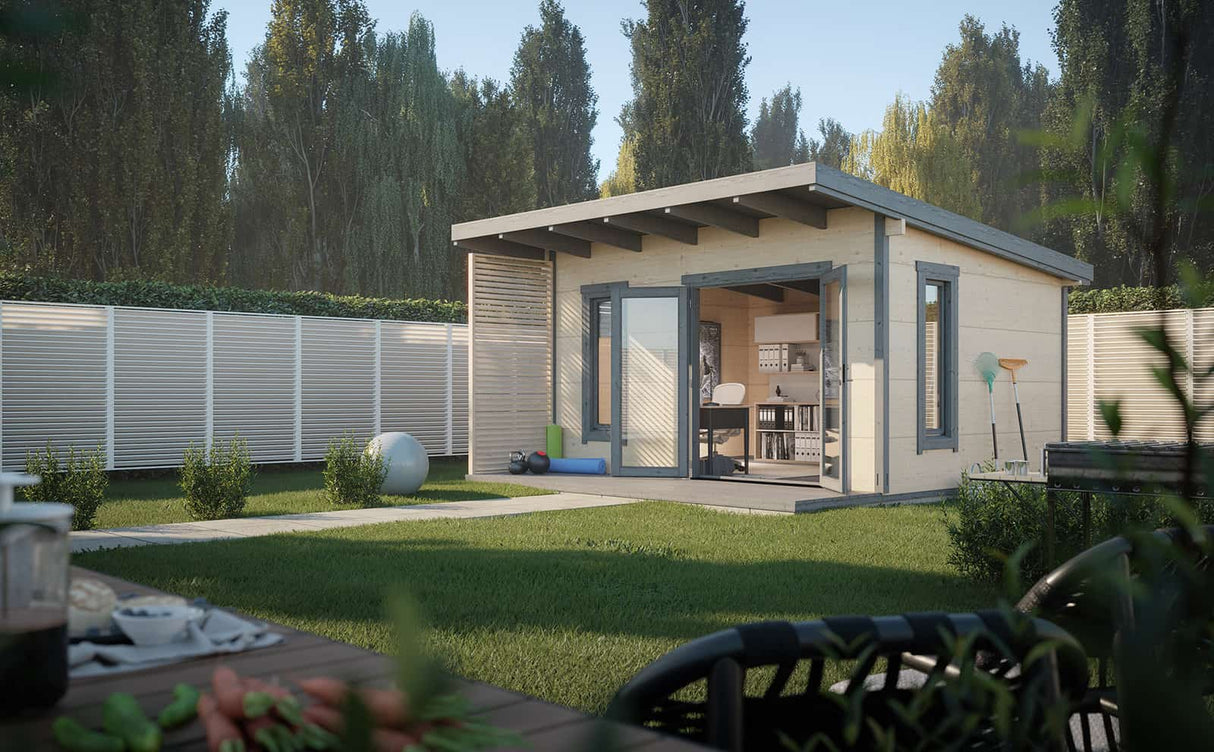 Grace (4.4x3.5m | 14.5m2 | 56mm) Glue-Laminated Year-Round Timber Garden Room - Palmako UK