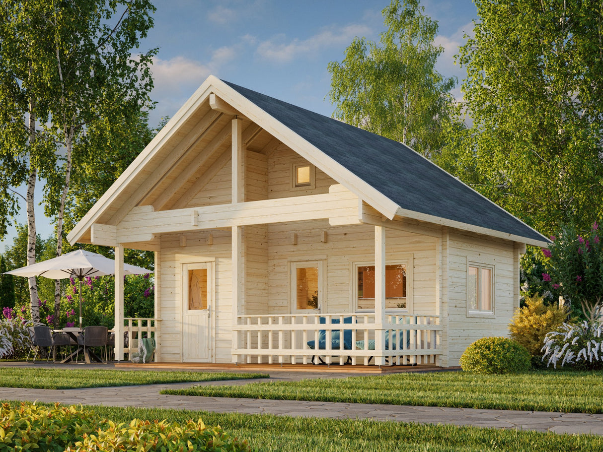 Leila 2 (6,2x5m | 20,0+10,4 m2 | 70 mm) Log Sauna House with Mezzanine Sleeping Loft