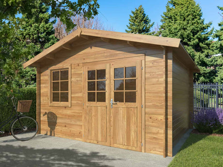 Valentine XL (3.6x3.2m | 11.0m2 | 28mm) Pressure Treated Double Door Garden Shed - Palmako UK
