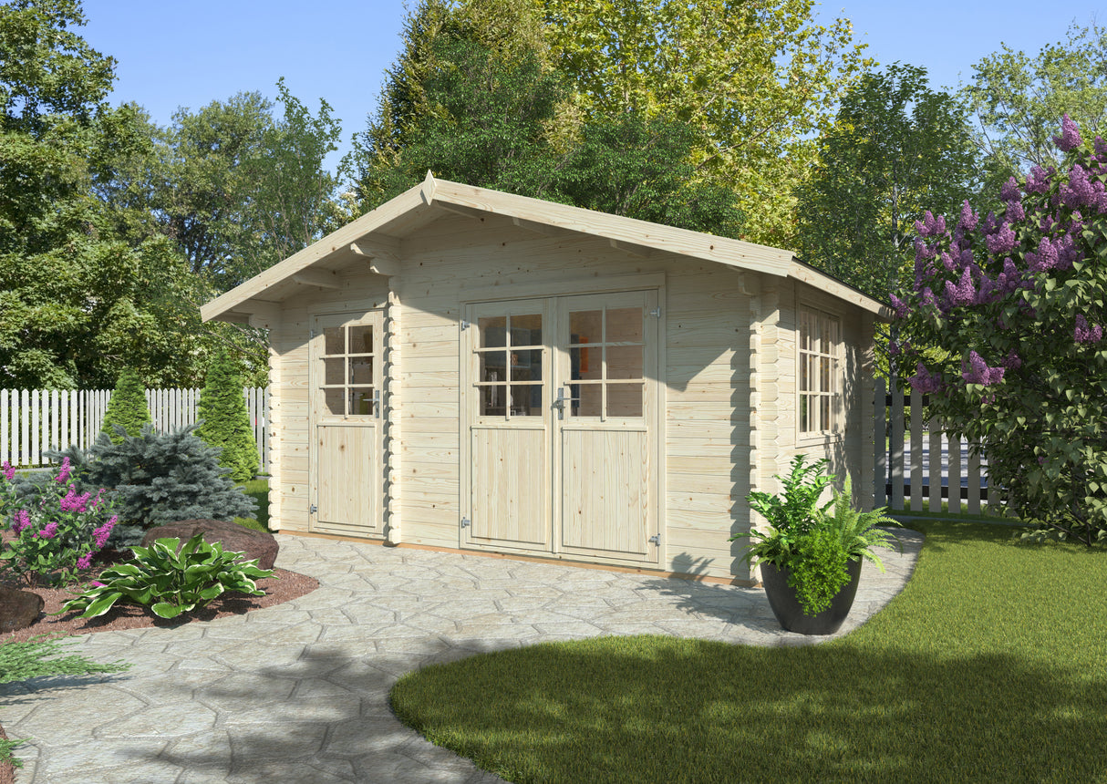 Belmont (4,4x2,9m | 11,1m2 | 34mm) Traditional Log Cabin with Side Shed
