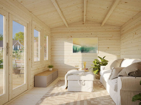 Iris M (4.1x3.2m | 11.1m2 | 44mm) Log Cabin Summer House (2024 Upgraded Model)
