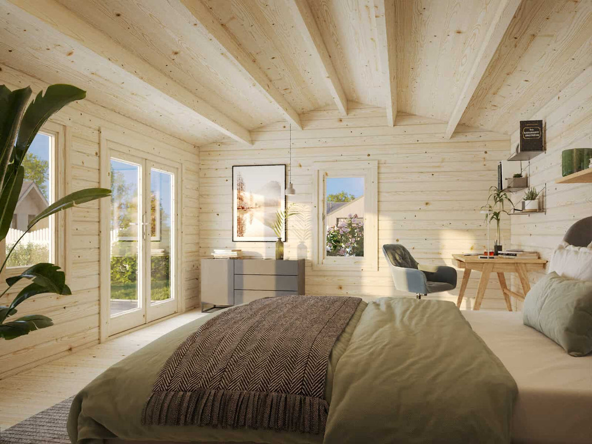 Iris L (5.3x4.1m | 19.1m2 | 44mm) Double Glazed Summer House with Double Doors  (2024 Upgraded Model) - Palmako UK