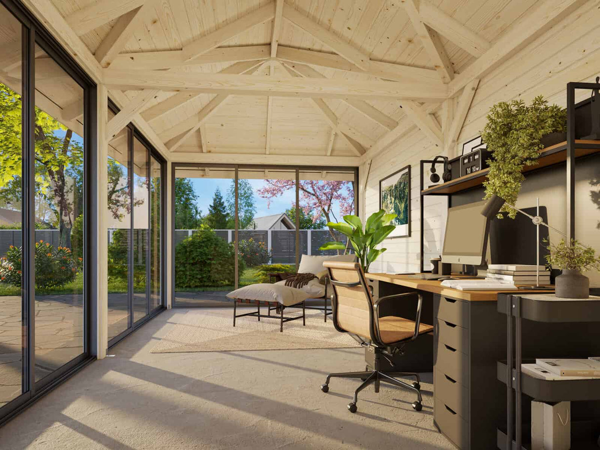 Bianca 202/502 (6x3m | 16.6m2) Large Glass Garden Room With Sliding Doors (Double Glazing Available) - Palmako UK