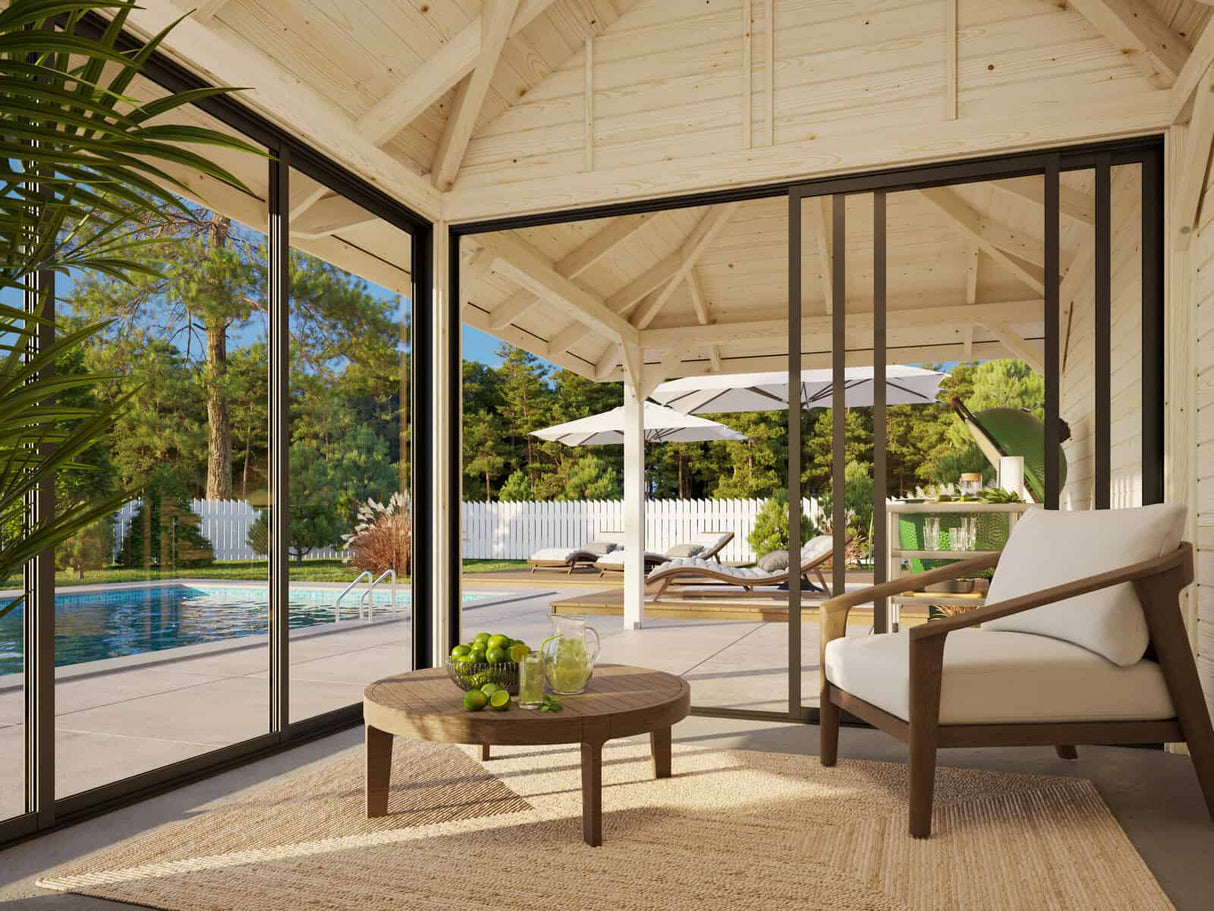 Bianca 205/505 (6x3m | 16.6m2) Glass Garden Room With Terrace (Double Glazing Available) - Palmako UK