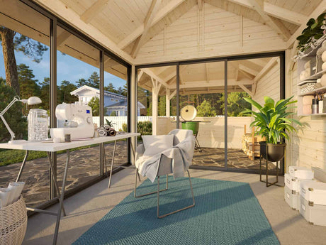 Bianca 208/508 (6x3m | 16.6m2) Glass Garden Room With Garden Bar Area (Double Glazing Available) - Palmako UK