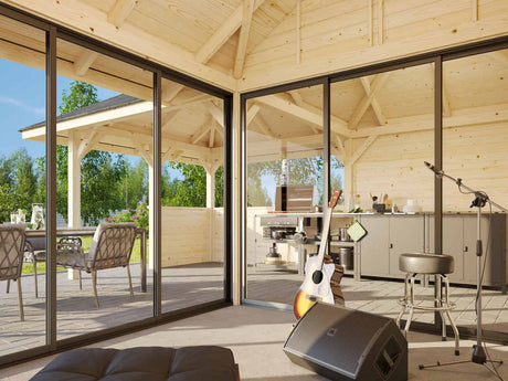 Bianca 209/509 (6x6m | 24.9m2) Corner Garden Room With Outdoor Kitchen Area (Double Glazing Available) - Palmako UK