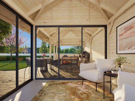 Bianca 216/516 (9x3m | 24.9m2) Glass Garden Room With Sliding Doors (Double Glazing Available) - Palmako UK