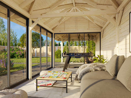 Bianca 218/518 (9x3m | 24.9m2) Glass Garden Room With Sliding Doors (Double Glazing Available) - Palmako UK