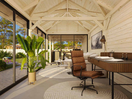 Bianca 219/519 (9x3m | 24.9m2) Glass Garden Room With Sliding Doors (Double Glazing Available) - Palmako UK