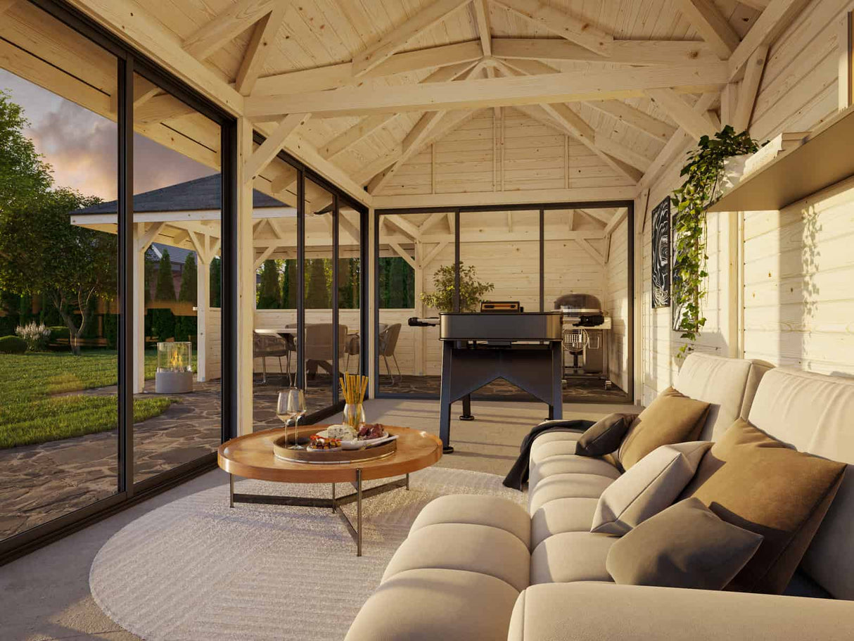 Bianca 221/521 (9x6m | 33.2m2) Glass Garden Room With Sliding Doors (Double Glazing Available) - Palmako UK