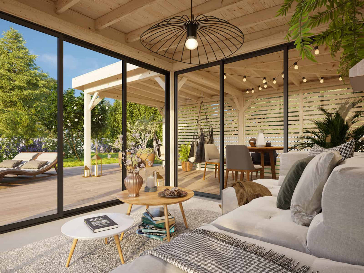Lenna 411/711 (6x6m | 24.9m2) Glass Garden Room With Sliding Doors (Double Glazing Available) - Palmako UK
