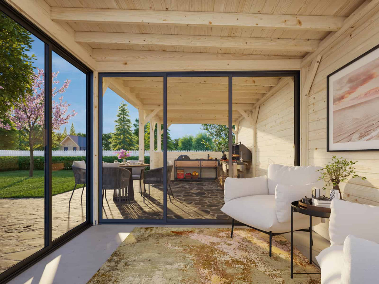 Lenna 416/716 (9x3m | 24.9m2) Glass Garden Room With Sliding Doors (Double Glazing Available) - Palmako UK