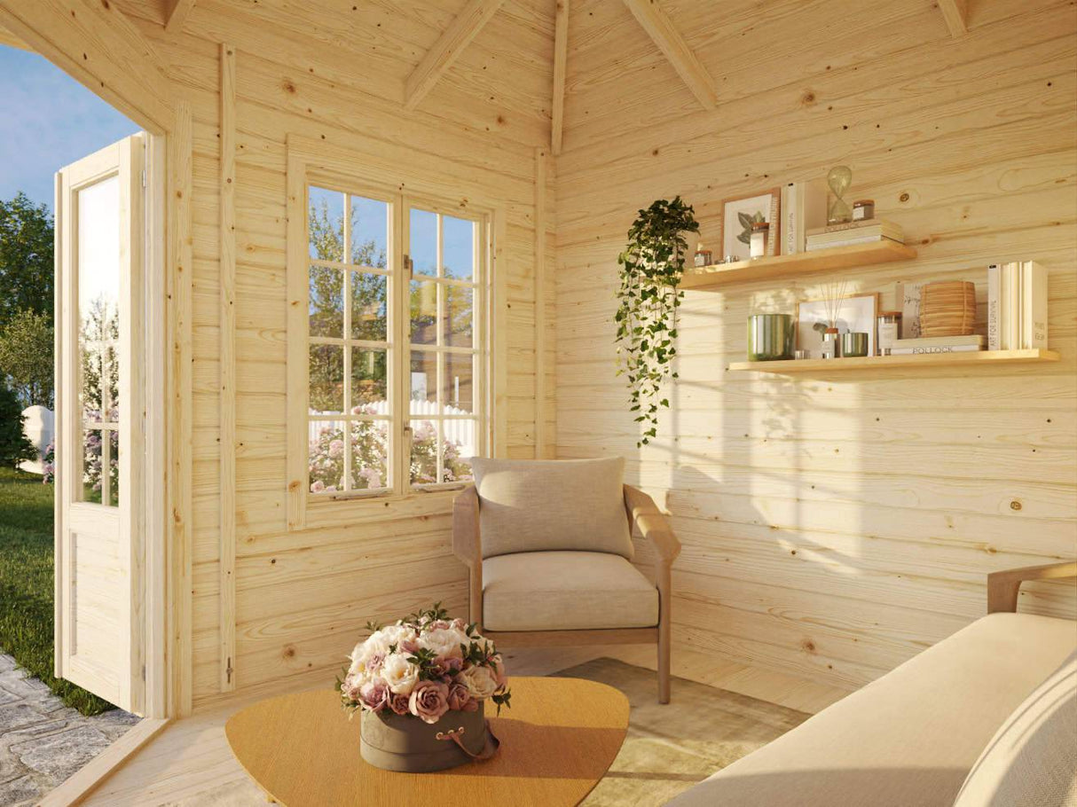 Melanie XS (2.8x2.8m | 6.9m2 | 44mm) Heavy Duty Corner Summer House - Palmako UK