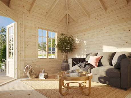 Melanie M (3.3x3.3m | 9.9m2 | 44mm) Heavy Duty Corner Summer House - Palmako UK