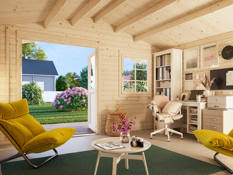 Britta S (4.1x4.1m | 14.6m2 | 40mm) Swiss Chalet Style Garden Log Cabin - Palmako UK